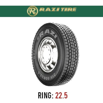 لاستیک خودرو رازی مدل RT1 (گل عقب، اکو) سایز 315/80R22.5